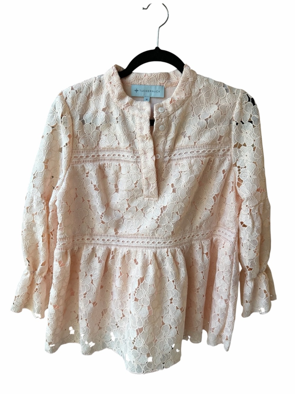Tuckernuck Floral Lace Blouse Pink Size Medium